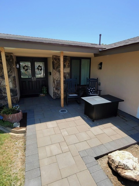 Paver patio with pergola area by Pave It Landscape LLC